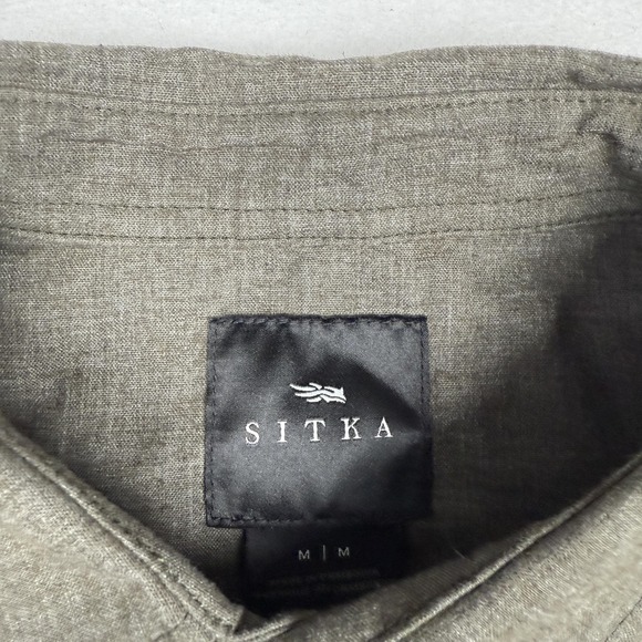 Sitka Shirt Mens Medium Olive Hemp Blend Short Sleeve Button Up Recycled Outdoor - Picture 2 of 6